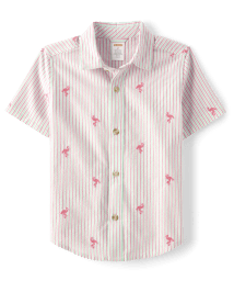 Chemise boutonnée Schiffli Flamingo pour garçon - Seaside Palms