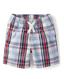 Short à enfiler à carreaux pour garçons - Champ de baseball