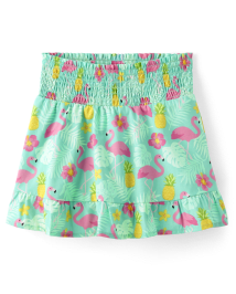 Girls Flamingo Smocked Skort - Seaside Palms