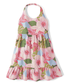 Girls Tropical Ruffle Dress - Little Essentials