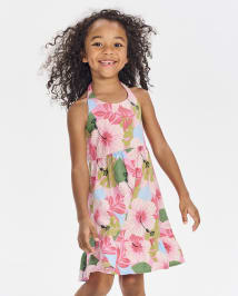 Girls Tropical Ruffle Dress - Little Essentials