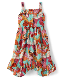 Girls Butterfly Hanky Hem Dress - Little Essentials