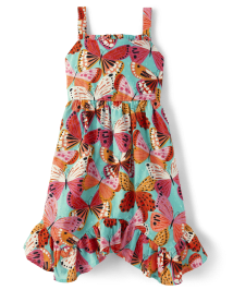 Girls Butterfly Hanky Hem Dress - Little Essentials