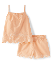 Girls Eyelet 2-Piece Outfit Set - Little Essentials