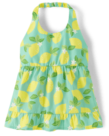 Girls Lemon Halter Top - Little Essentials