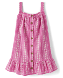 Girls Embroidered Floral Ruffle Dress - Little Essentials