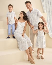 Womens Matching Family Palm Leaf Ruffle Dress - Little Essentials