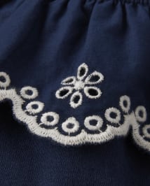 Girls Eyelet Ruffle Top - Little Essentials