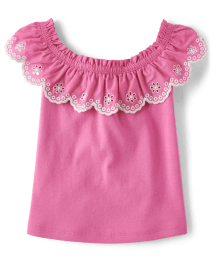 Girls Eyelet Ruffle Top - Little Essentials