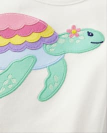 Girls Embroidered Turtle Top - Little Essentials