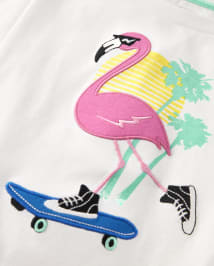 Boys Embroidered Flamingo Top - Seaside Palms