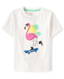 Boys Embroidered Flamingo Top - Seaside Palms