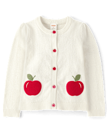 Cardigans brodés à motif de pommes pour fille - Classroom Cutie