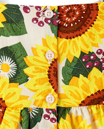 Girls Sunflower Flannel Fit And Flare Dress - Autumn Adventures