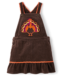 Girls Embroidered Turkey Ruffle Skirtall - Autumn Adventures