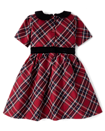 Girls Plaid Bow Fit And Flare Dress - All Dressed Up