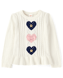 Fille Heart Argyle à basque Chandails - Classroom Cutie
