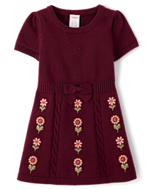 Fille Brodé Floral tricot câblé Robe chandail - Country breloque