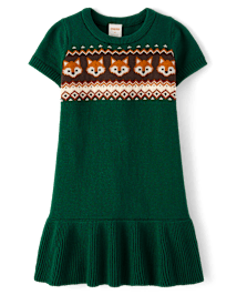 Robe pull jacquard Fille Intarsia Fox - Autumn Adventures