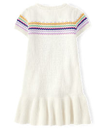 Girls Intarsia School Supplies Peplum Sweater Dress - Classroom Cutie