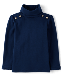 Haut à col roulé boutonné pour fille - Little Essentials