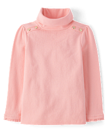 Girls Button Turtleneck Top - Little Essentials