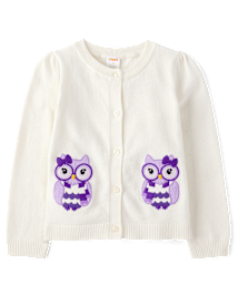 Girls Embroidered Owl Cardigan - Classroom Cutie