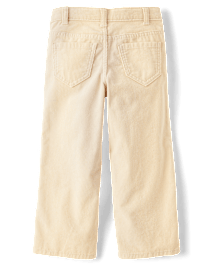 Girls Patch Pocket Stretch Corduroy Wide Leg Pants - Little Essentials