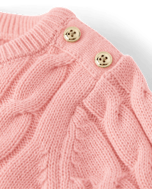 Girls Cable Knit Button Sweater Little Essentials Fuzzy pink cl
