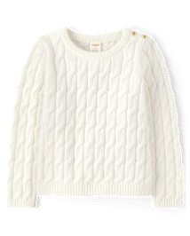 Girls Cable Knit Button Sweater - Little Essentials
