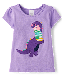 Haut brodé pour livre Dino pour fille - Classroom Cutie