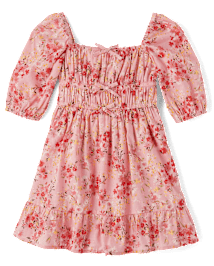 Fille Floral Boucle Ruffle Robes - Country breloque