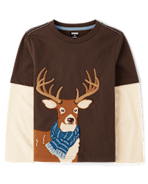Boys Embroidered Deer Layered Top - Country Charm
