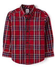 Boys Matching Family Plaid Poplin Button Up Shirt - All Dressed Up
