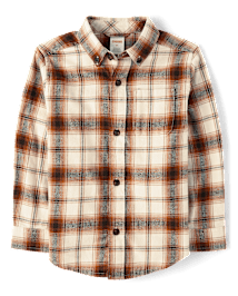 Boys Plaid Flannel Button Up Shirt - Autumn Adventures