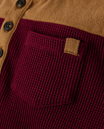 Boys Colorblock Thermal Henley Top - Little Essentials