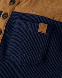 Boys Colorblock Thermal Henley Top - Little Essentials