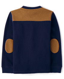 Boys Colorblock Thermal Henley Top - Little Essentials