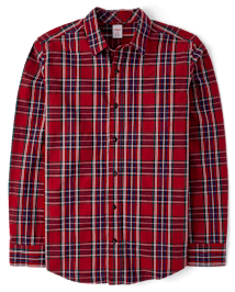 Mens Matching Family Plaid Poplin Button Up Shirt - All Dressed Up