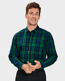 Mens Matching Family Plaid Poplin Button Up Shirt - All Dressed Up
