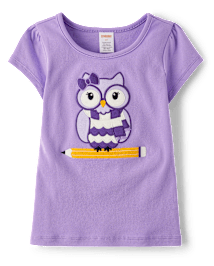Haut crayon brodé à motif hibou pour fille - Classroom Cutie