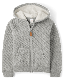 Boys Active Long Raglan Sleeve Quilted Zip Up Hoodie Little Essentials GRAY Gymboree CA