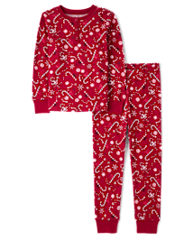 Pyjama en coton ajusté Henley Candy Cane pour enfants - Gymmies