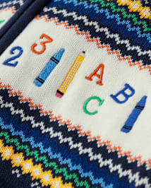 Cardigans en jacquard avec lettres intarsia pour enfants - Classroom Cutie