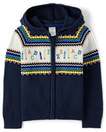 Cardigans en jacquard avec lettres intarsia pour enfants - Classroom Cutie