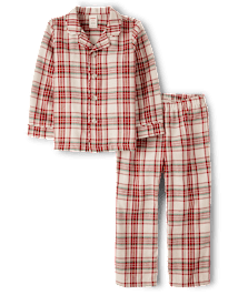 Unisex Kids Matching Family Christmas Long Sleeve Plaid Flannel Pajamas Gymmies WHITE Gymboree CA