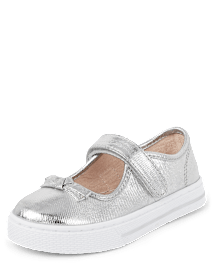 Girls Metallic Bow Mary Jane Shoes - Classroom Cutie