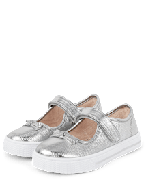 Girls Metallic Bow Mary Jane Shoes - Classroom Cutie