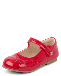 Girls Perforated Faux Patent Leather Ballet Flats - Classroom Cutie