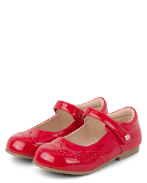 Girls Perforated Faux Patent Leather Ballet Flats - Classroom Cutie